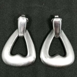 Crown Trifari Modernist Silver Tone Dangle Earring